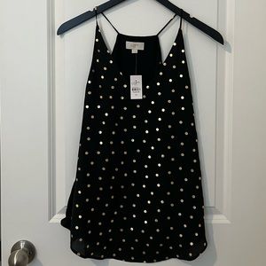 Loft black and gold metallic dot print cami tank size XS